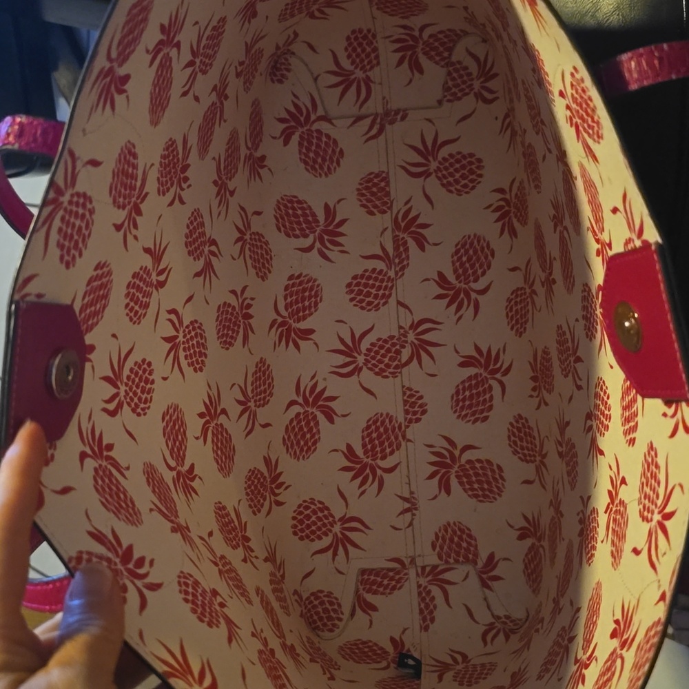 Kate Spade Bleecker Pineapple Pop Large Tote, Wild Raspberry Multi - Picture 6 of 8